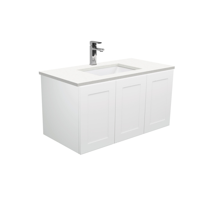 fienza Sarah Crystal Pure Undermount 900 Mila Wall-Hung Vanity Left Drawers