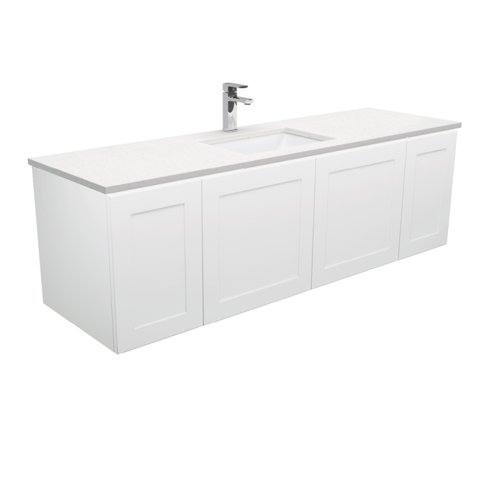 fienza Sarah Crystal Pure Undermount Single Bowl 1500 Mila Wall-Hung Vanity
