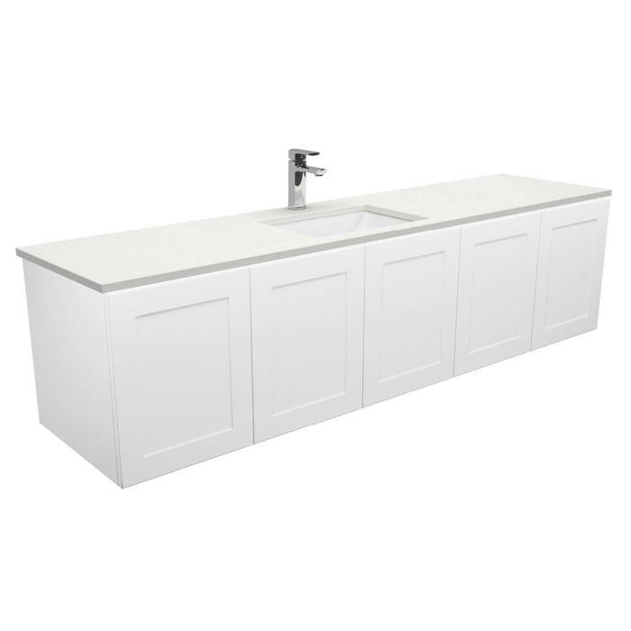 fienza Sarah Crystal Pure Undermount Single Bowl 1800 Mila Wall-Hung Vanity