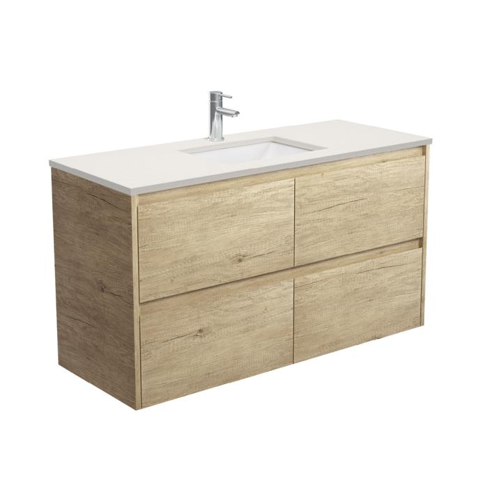 fienza Sarah Roman Sand Undermount 1200 Amato Scandi Oak Wall-Hung Vanity