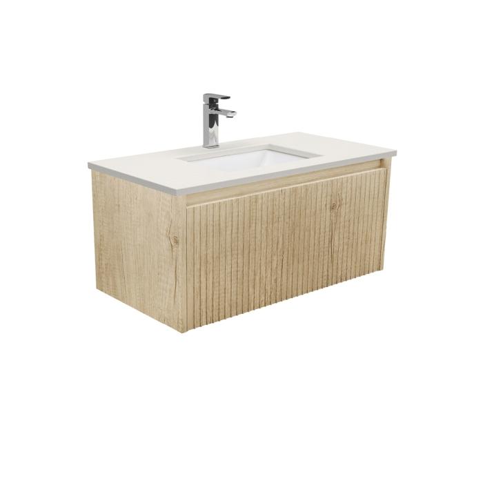 fienza Sarah Roman Sand Undermount 900 Alina Scandi Oak Wall-Hung Vanity