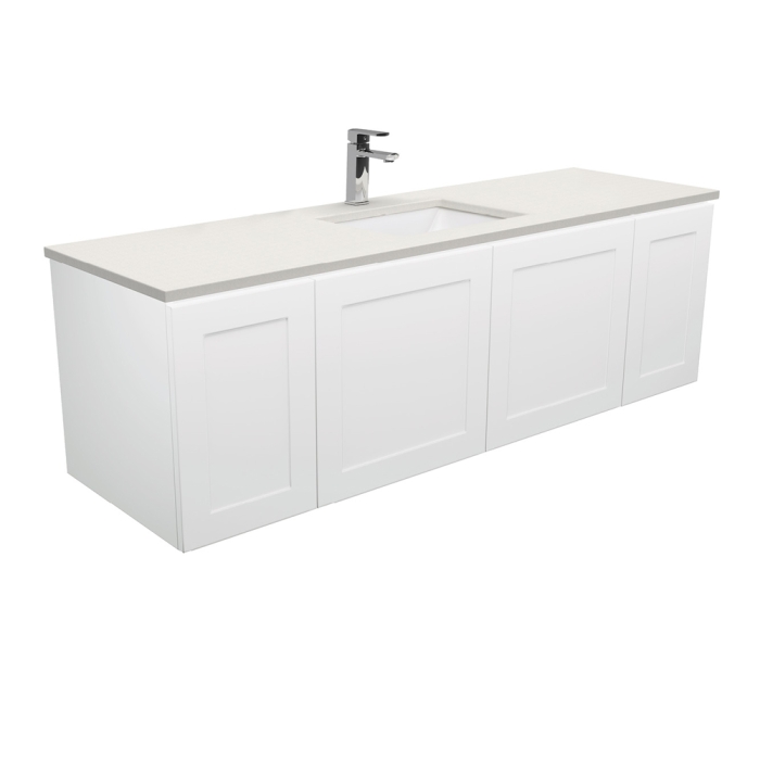 fienza Sarah Roman Sand Undermount Single Bowl 1500 Mila Wall-Hung Vanity