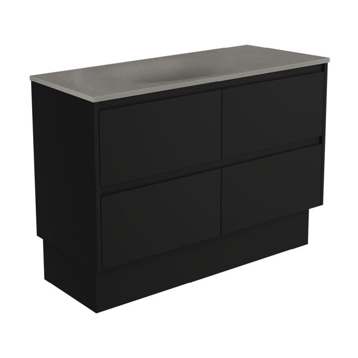 fienza Satori Amato 1200 Satin Black Vanity On Kick Satin Black Panels