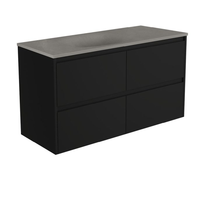 fienza Satori Amato 1200 Satin Black Wall-Hung Vanity Satin Black Panels