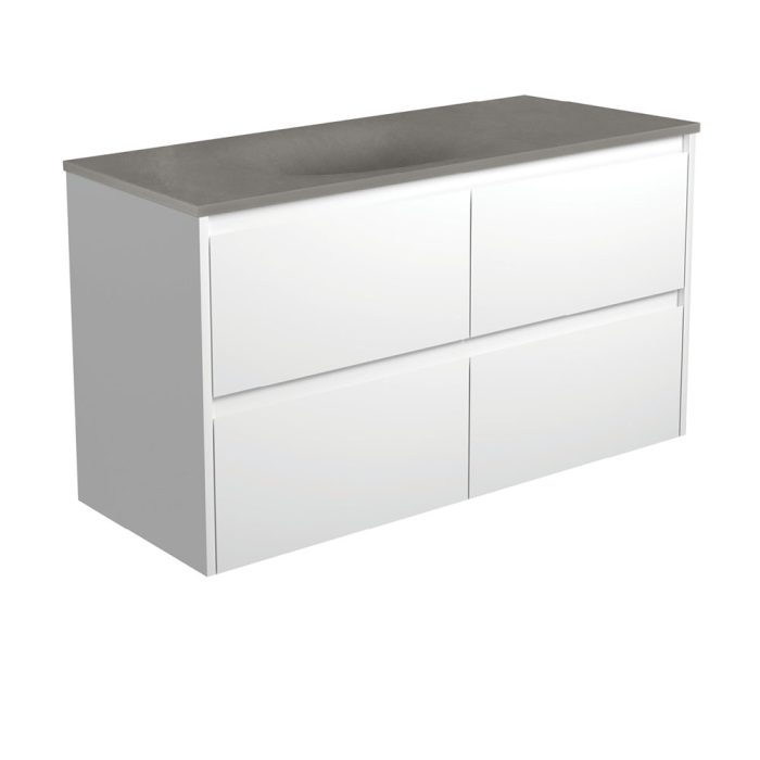 fienza Satori Amato 1200 Satin White Wall-Hung Vanity Satin White Panels