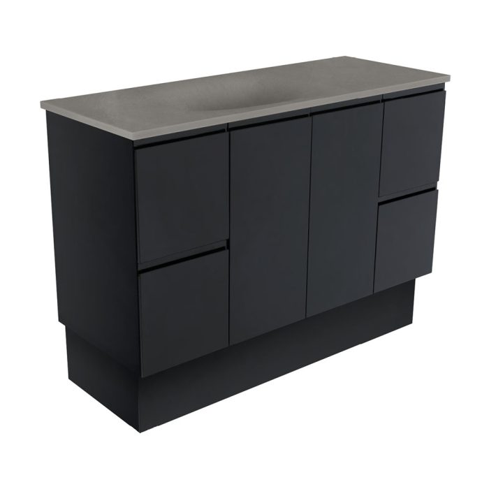 fienza Satori Fingerpull 1200 Satin Black Vanity On Kick