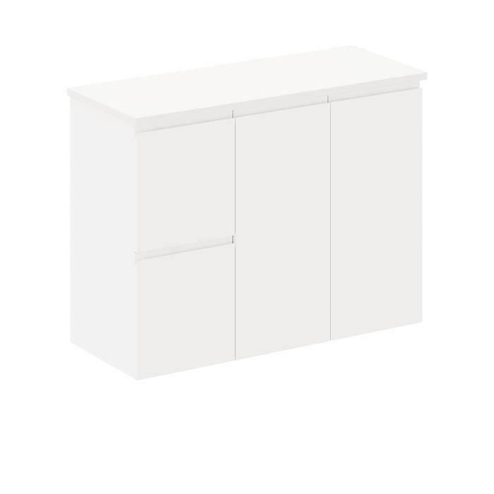 fienza Siska 900mm Ensuite Depth Wall Hung Cabinet Left Drawers