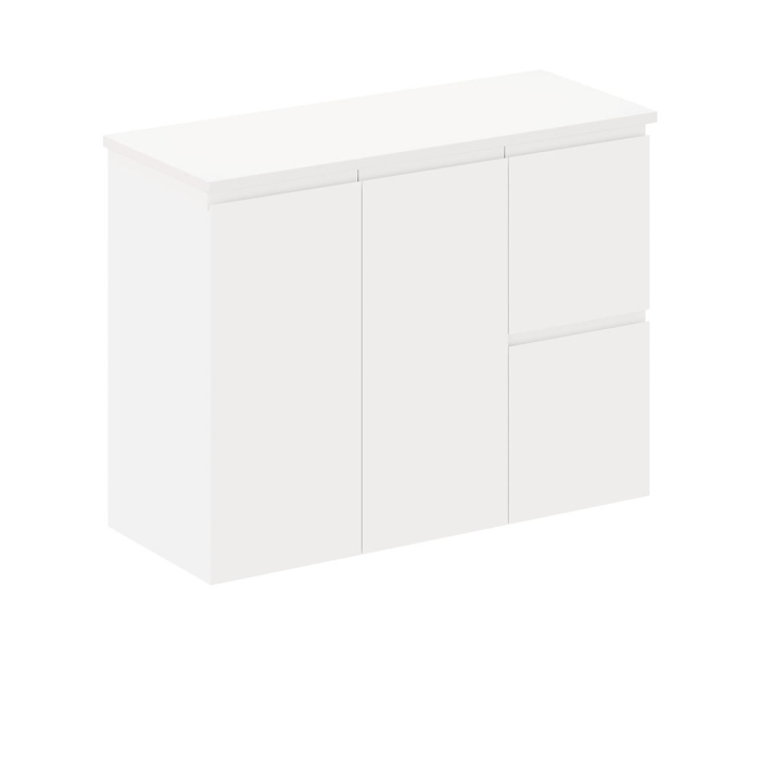 fienza Siska 900mm Ensuite Depth Wall Hung Cabinet Right Drawers