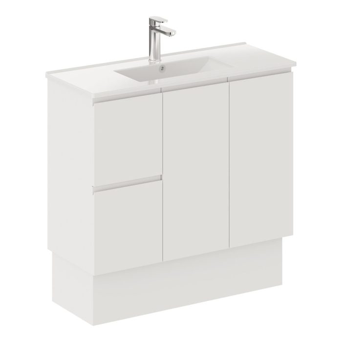 fienza Siska Slim 900 Vanity on Kickboard Left Drawers