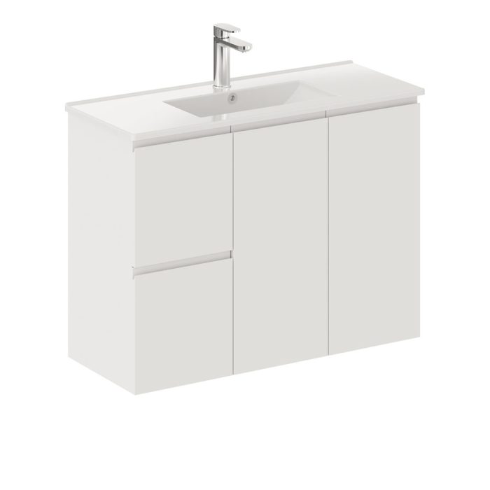 fienza Siska Slim 900 Wall-Hung Vanity Left Drawers