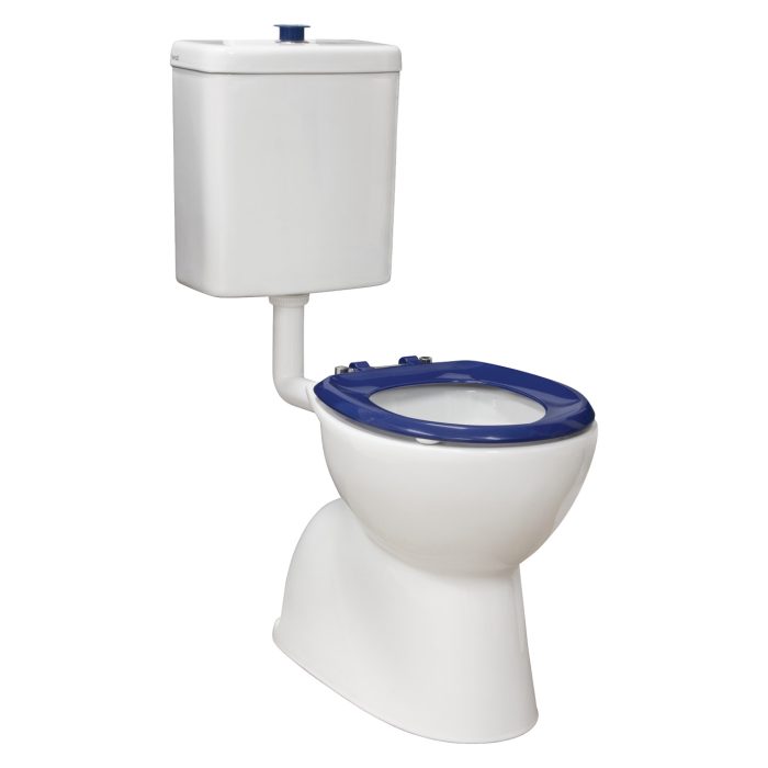 fienza Stella Care Adjustable Link Toilet Suite Gloss White with Blue Seat