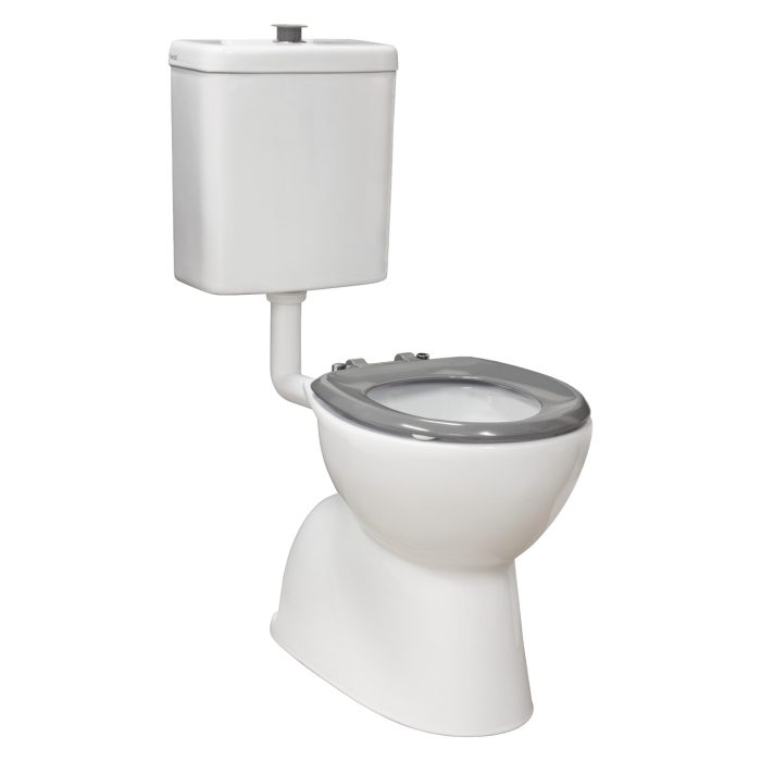 fienza Stella Care Adjustable Link Toilet Suite Gloss White with Grey Seat