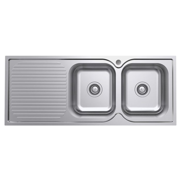 fienza Tiva 1180 Double Kitchen Sink with Drainer Right Bowl