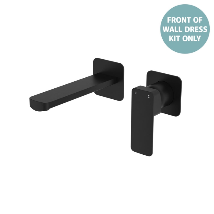 fienza TONO Basin/Bath Wall Mixer Dress Kit Small Square Plates 160mm Matte Black