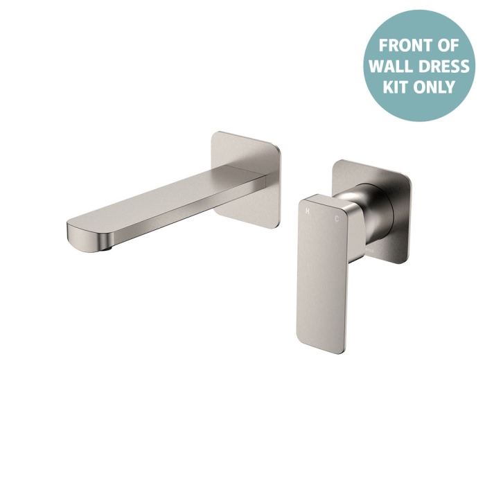 fienza TONO Basin/Bath Wall Mixer Dress Kit Small Square Plates 160mm Brushed Nickel