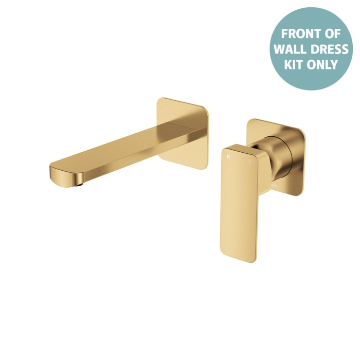 fienza TONO Basin/Bath Wall Mixer Dress Kit Small Square Plates 160mm Urban Brass