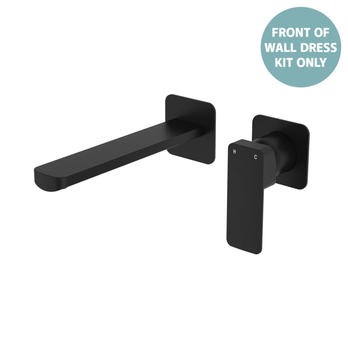 fienza TONO Basin/Bath Wall Mixer Dress Kit Small Square Plates 160mm Matte Black