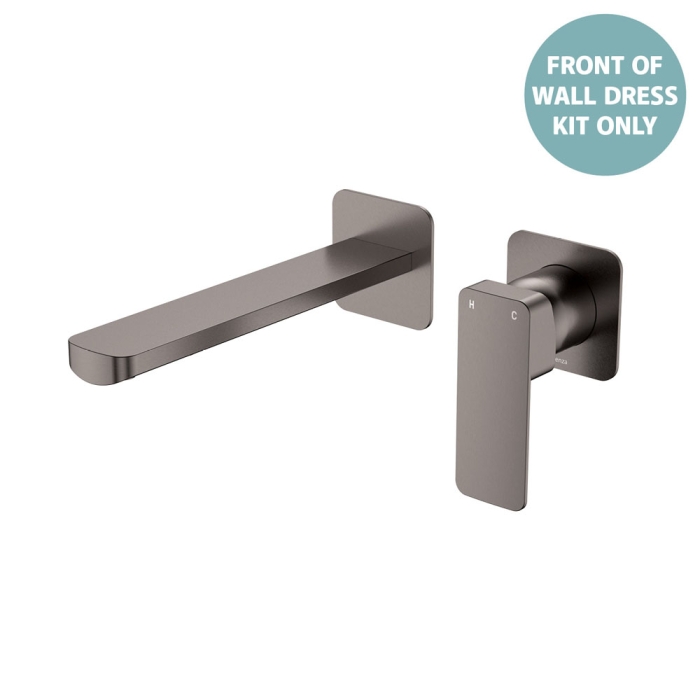 fienza TONO Basin/Bath Wall Mixer Dress Kit Small Square Plates 160mm Gun Metal