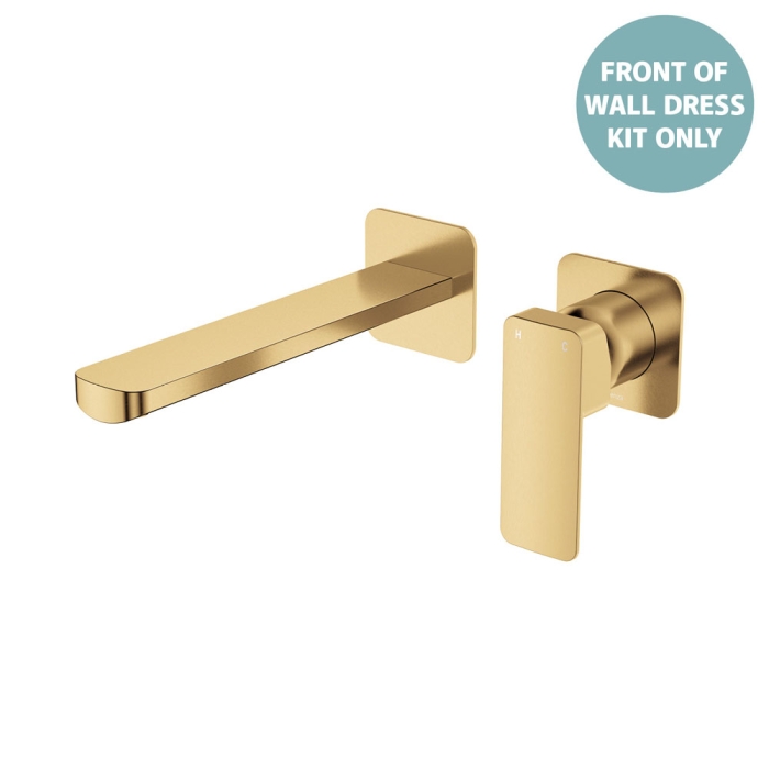 fienza Tono Basin/Bath Wall Mixer Dress Kit Small Square Plates 200mm Urban Brass