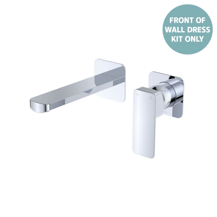 fienza TONO Basin/Bath Wall Mixer Dress Kit Small Square Plates 160mm Chrome