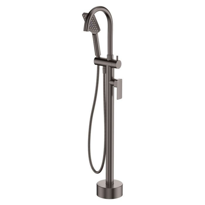 fienza Tono Floor Mounted Bath Mixer With Hand Shower Gun Metal