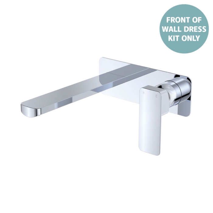 fienza Tono Wall Basin/Bath Mixer Set Dress Kit Chrome Rectangular Plate 200mm Outlet