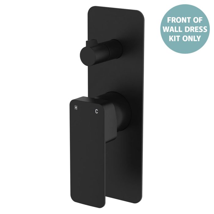 fienza Tono Wall Diverter Mixer Dress Kit Matte Black Rectangular Plate