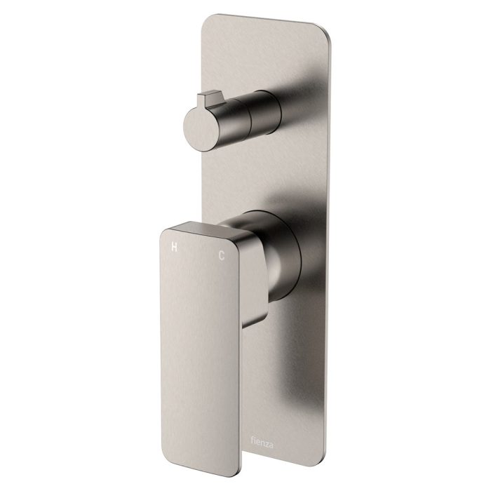 fienza Tono Wall Diverter Mixer Rectangular Plate Brushed Nickel