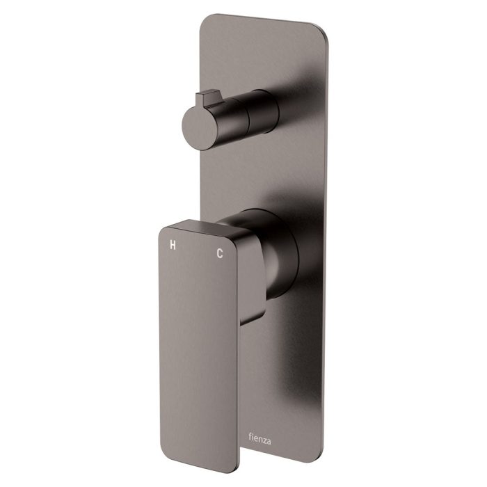 fienza Tono Wall Diverter Mixer Rectangular Plate Gun Metal