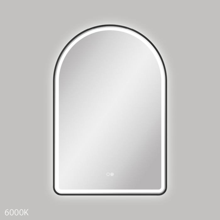 fienza Valentina LED Matte Black Framed Mirror 600 x 900mm
