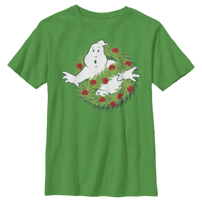 fifth sun Boy's Ghostbusters Christmas Wreath Logo T-Shirt