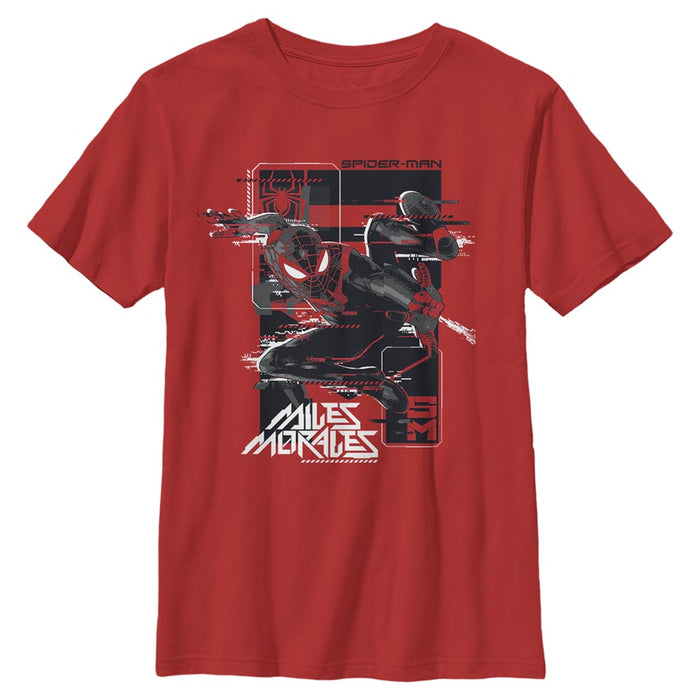 fifth sun Boy's Marvel Spider-Man: Miles Morales Glitch Frame T-Shirt