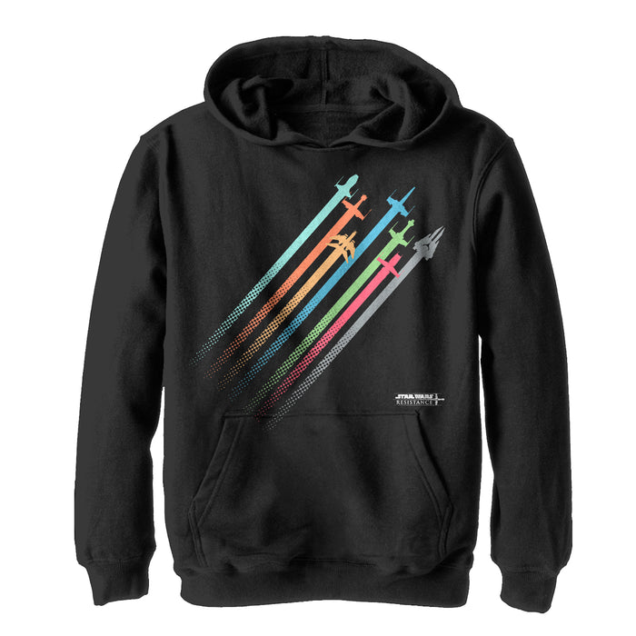 fifth sun Boy's Star Wars Resistance Rainbow Ship Streaks Pull Over Hoodie