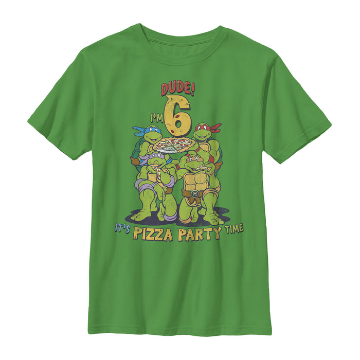 fifth sun Boy's Teenage Mutant Ninja Turtles 6th Birthday Pizza Party T-Shirt