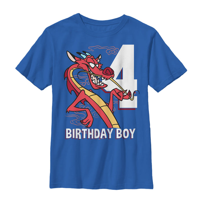 fifth sun Boy's Mulan Mushu 4th Birthday T-Shirt