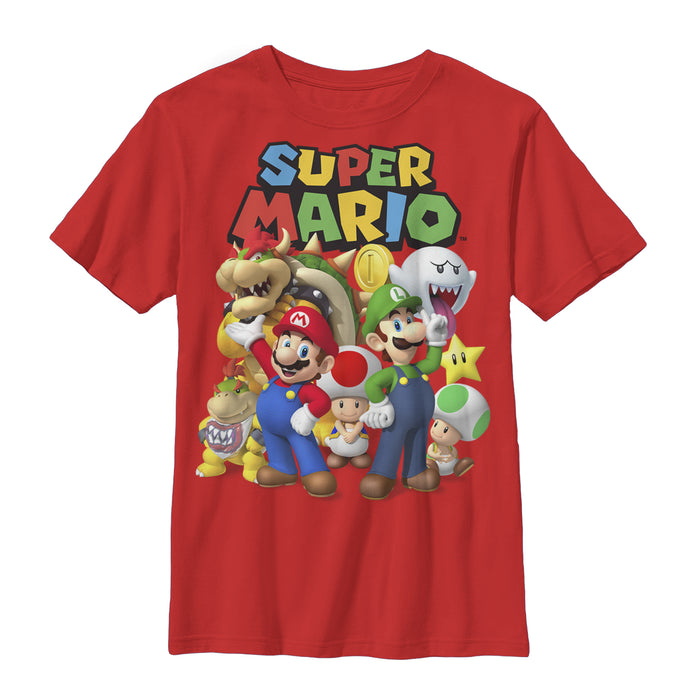fifth sun Boy's Nintendo Super Mario Group T-Shirt