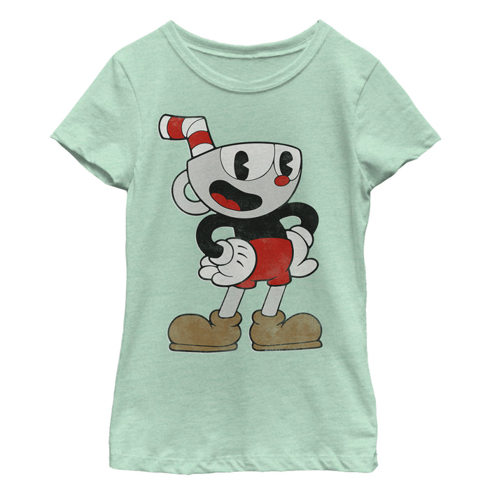 fifth sun Girl's Cuphead Happy Pose T-Shirt