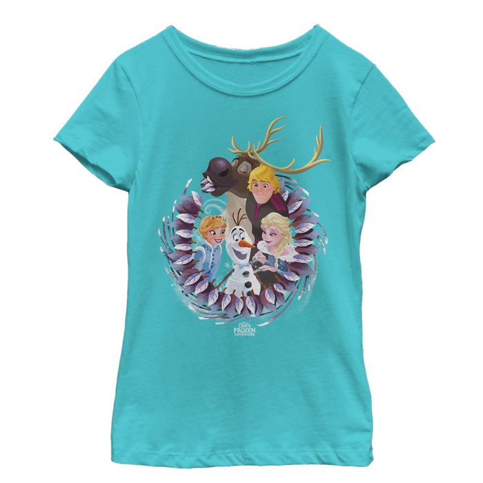fifth sun Girl's Frozen Character Wreath T-Shirt