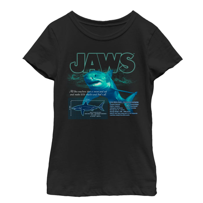 fifth sun Girl's Jaws Shark Blueprint T-Shirt