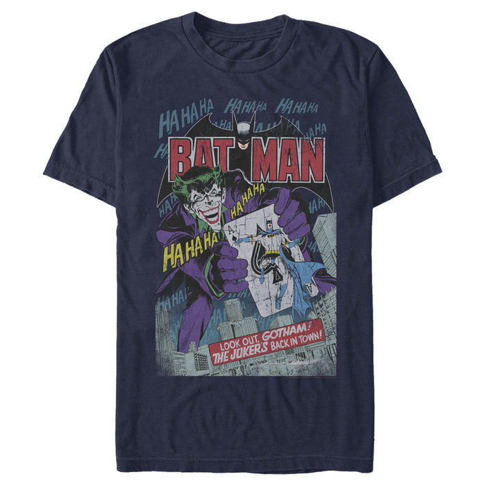 fifth sun Men's Batman Joker Vintage Card T-Shirt