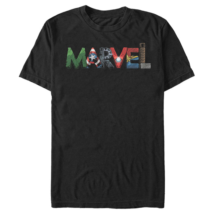 fifth sun Men's Marvel Logo Hero Font T-Shirt