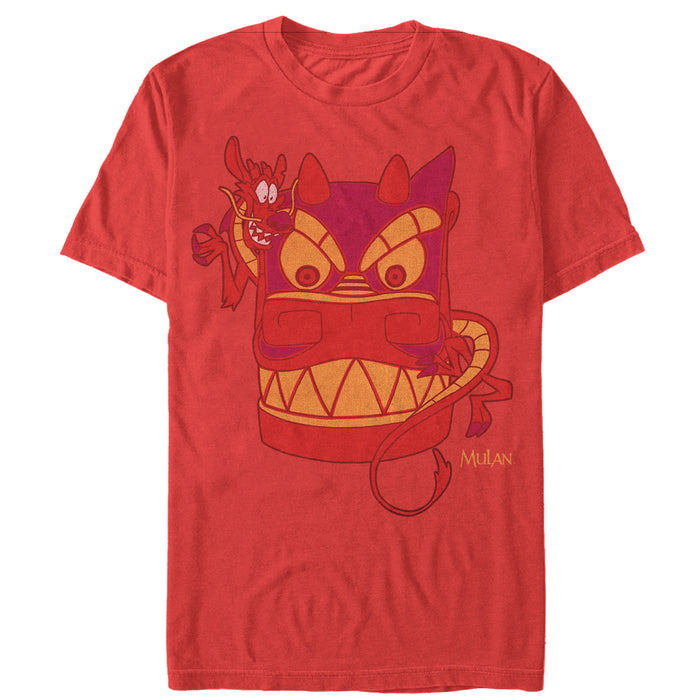 fifth sun Men's Mulan Mushu Dragon Mask T-Shirt