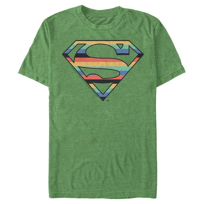 Fifth Sun Men's Superman Logo Retro Stripe T-Shirt