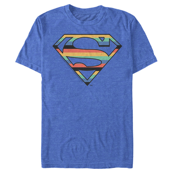 Fifth Sun Men's Superman Logo Retro Stripe T-Shirt