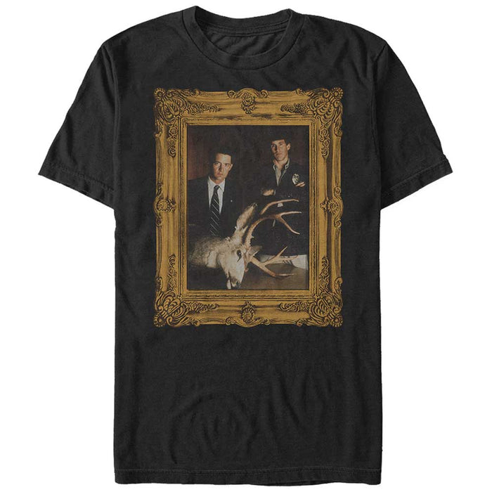 fifth sun Men's Twin Peaks Deer Head Frame T-Shirt