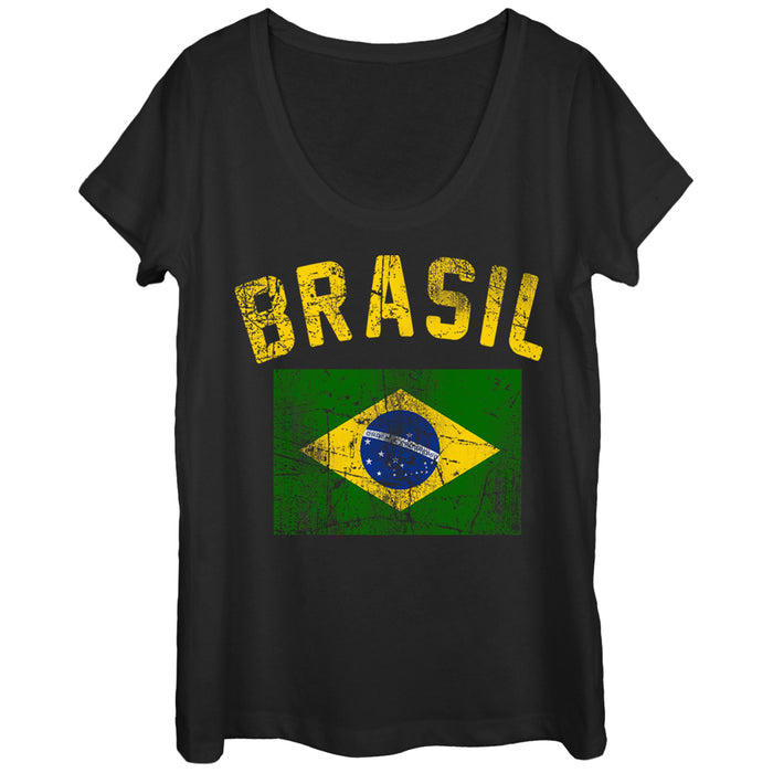 fifth sun Women's Lost Gods Brasil Flag Scoop Neck