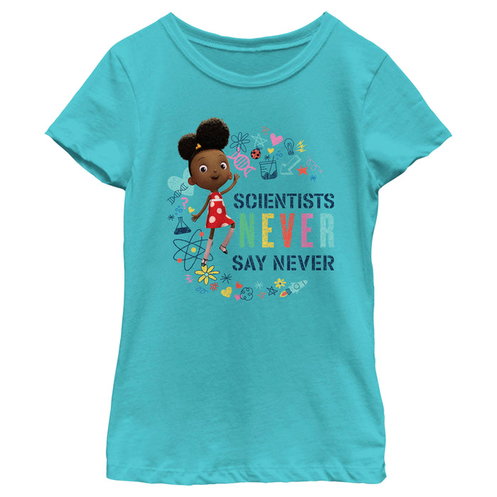 fifth sun Girl's Ada Twist Scientist Never Say Never T-Shirt