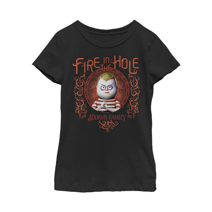 fifth sun Girl's Addams Family Pugsley Fire in the Hole T-Shirt
