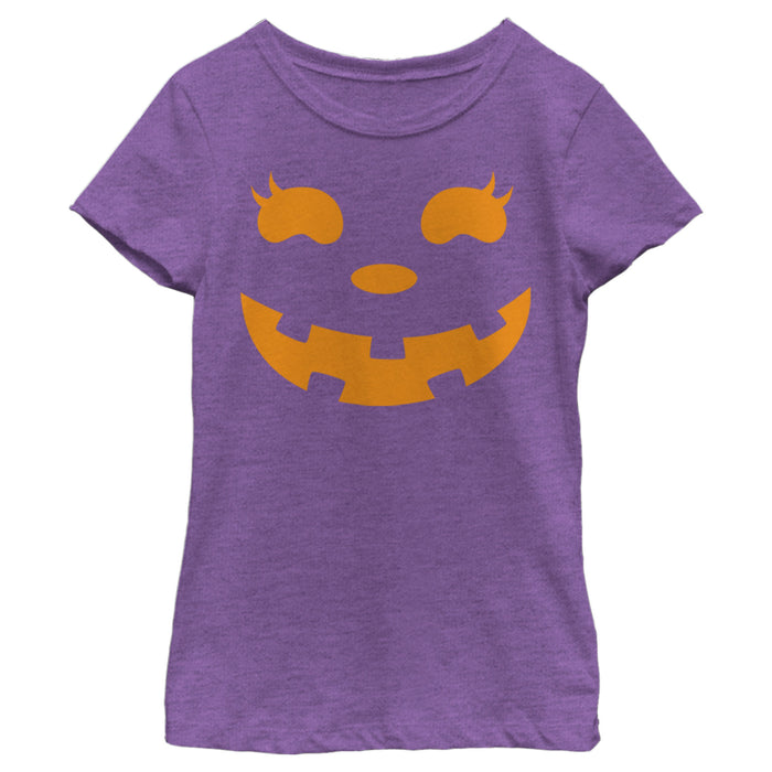 Fifth Sun Girl's CHIN UP Halloween Jack O' Lantern Face T-Shirt