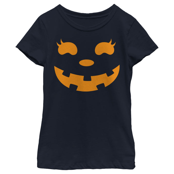 Fifth Sun Girl's CHIN UP Halloween Jack O' Lantern Face T-Shirt